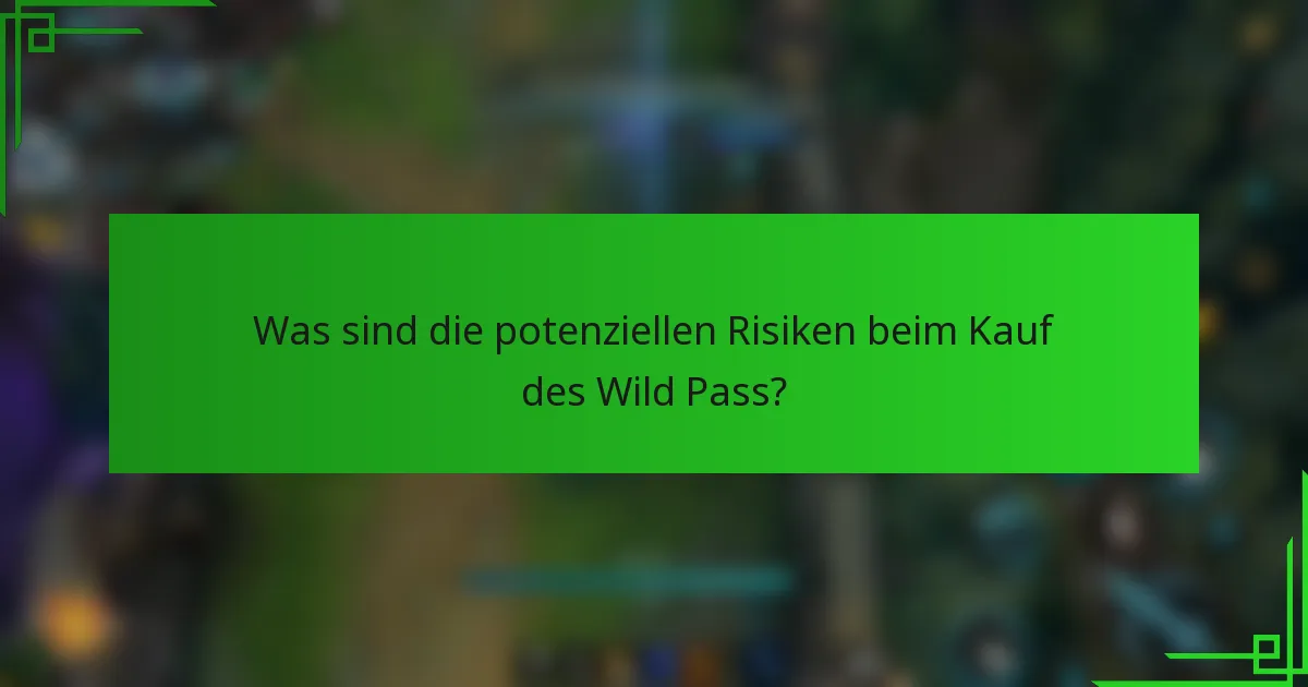 Was sind die potenziellen Risiken beim Kauf des Wild Pass?