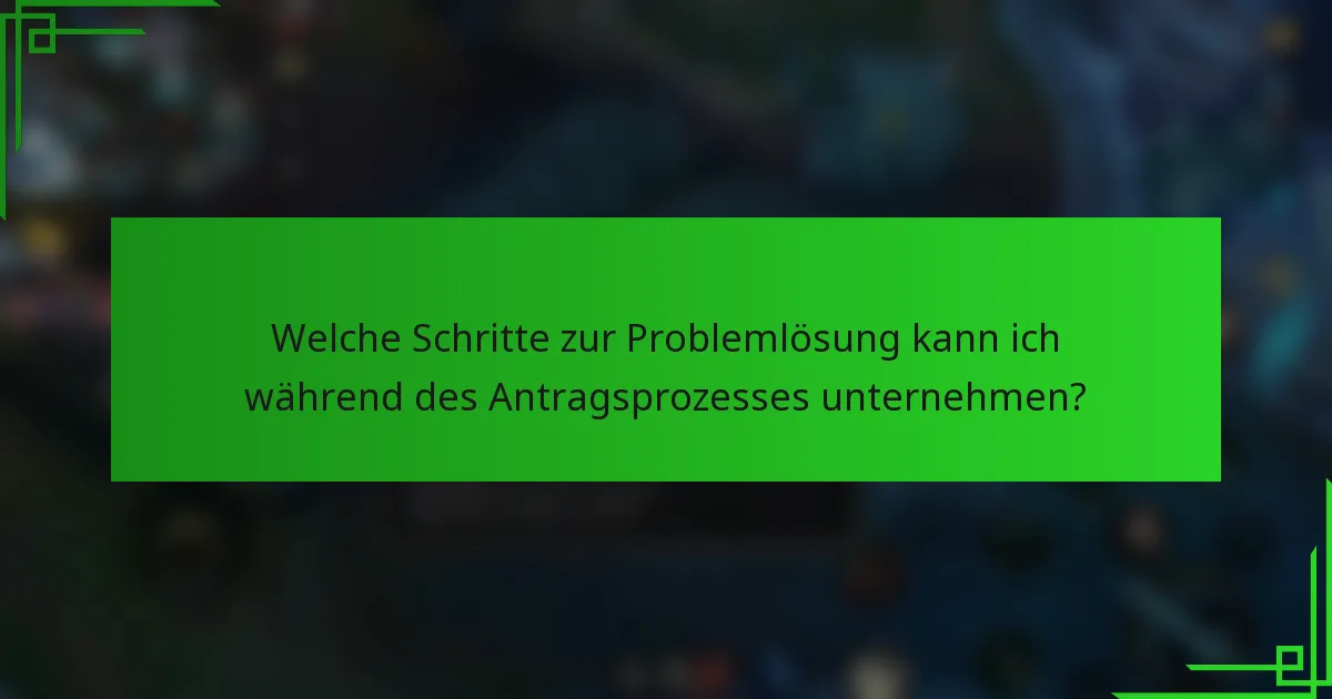 Welche Schritte zur Problemlösung kann ich während des Antragsprozesses unternehmen?